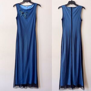 Vintage Rampage Mesh Lace Overlay Maxi Dress Women 3 Sleeveless Floral Fairy Y2K